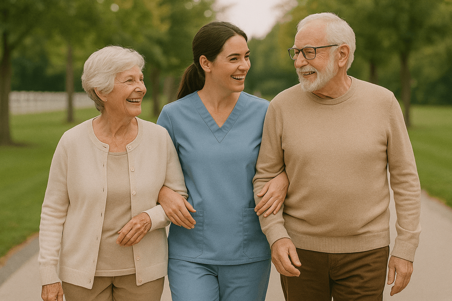Happy families receiving care